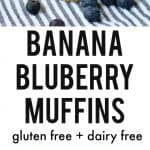 Delicious gluten free and dairy free banana blueberry muffins - a great breakfast or snack!