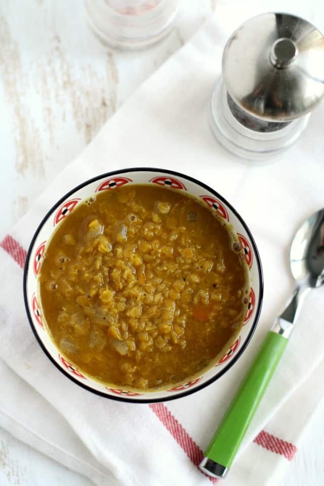 Delicious and healthy curried red lentil soup is perfect for chilly evenings!