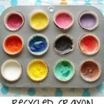 An easy way to reuse those broken crayons - recycled crayon cupcakes are perfect for little hands!
