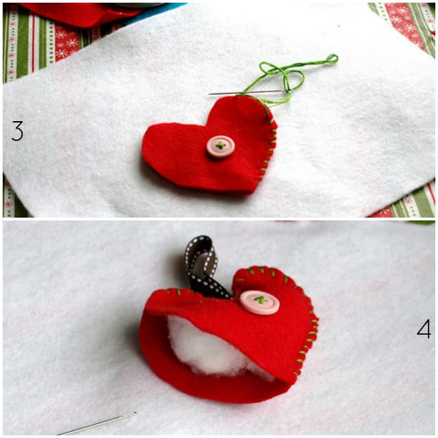 how to make felt heart ornaments
