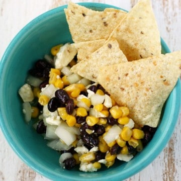 Black bean, corn, and feta dip