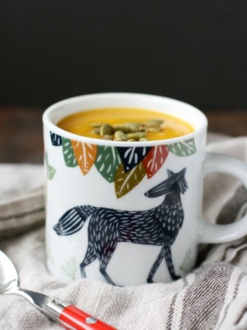 An easy and delicious recipe for dairy free butternut squash soup. Perfect for fall and winter!