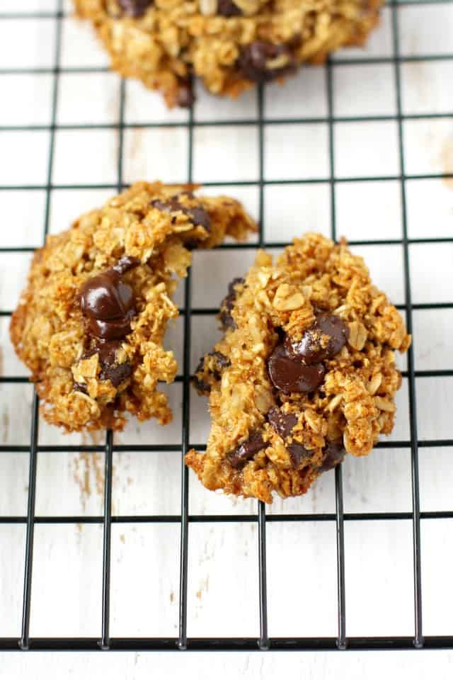 These soft and chewy healthy oatmeal chocolate chip cookies are full of flavor and texture