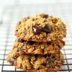 Soft and chewy healthy chocolate chip oatmeal cookies