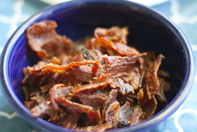 crispy bacon in a bowl