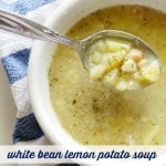 Warm and comforting white bean, potato, lemon, and dill soup. The perfect light and healthy soup for fall! #glutenfree #vegan