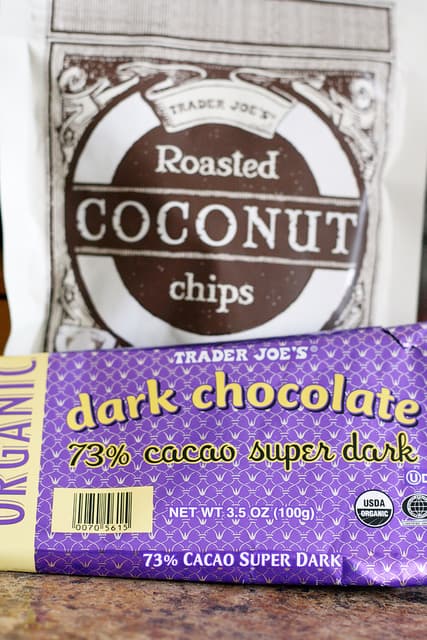 toasted coconut and dark chocolate