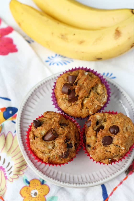 Gluten Free Banana Chocolate Chip Muffins. The Pretty Bee