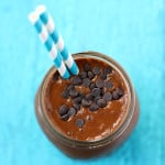 A tasty dairy free chocolate milkshake made with frozen bananas. Refined sugar free, perfect for dessert or breakfast!