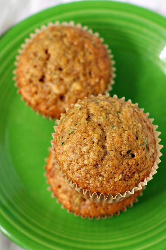 dairy free zucchini muffins on a green plate