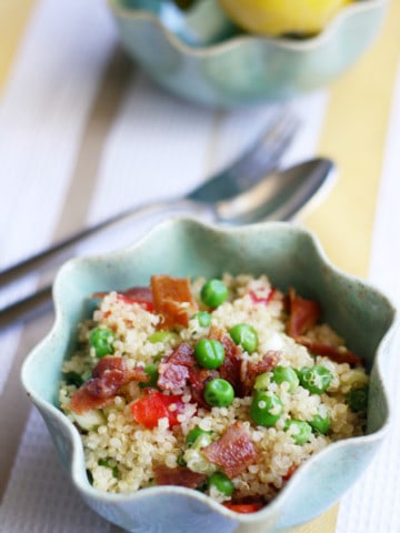 quinoa with peas and bacon