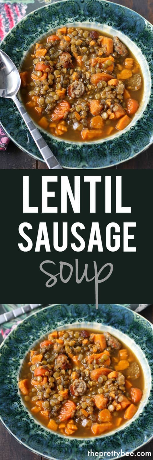 This sausage lentil soup is the perfect cozy recipe for a chilly day! Gluten free and allergy friendly soup recipe.