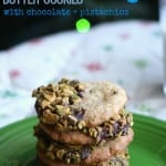 These butter cookies are melt in your mouth delicious! Chocolate and pistachios make them extra special. #glutenfree #vegan