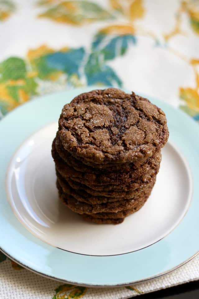 gluten free vegan molasses cookies on a plate