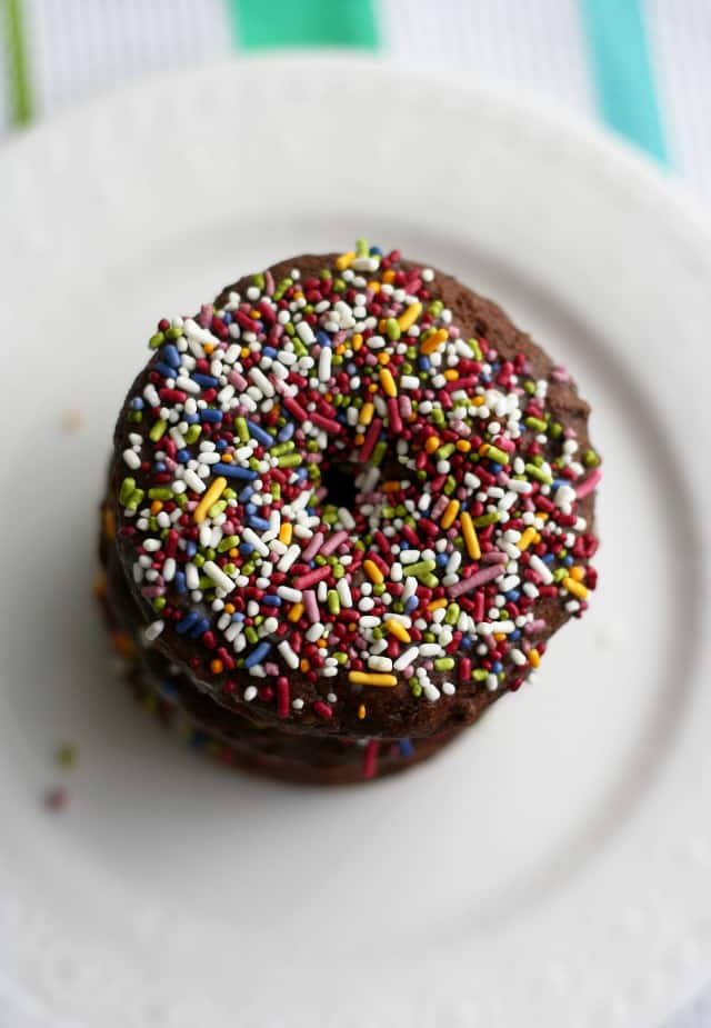 dairy free chocolate donuts with sprinkles