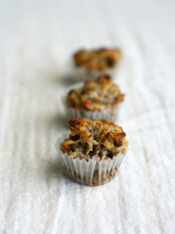 Grain free and vegan chocolate chip banana muffins...only five ingredients!