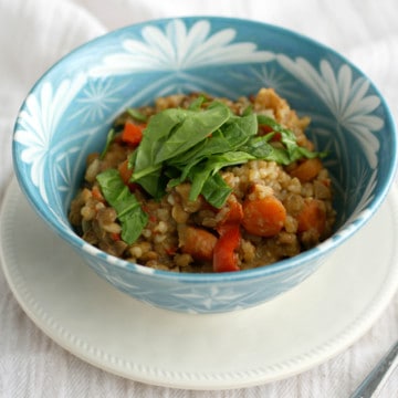 Spiced lentils and brown rice made in the crock pot. #vegan and #glutenfree
