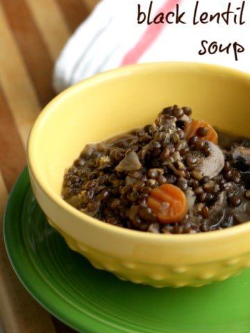 Simple and hearty black lentil soup recipe. Easy to make, and delicious!