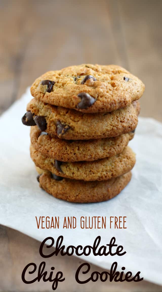 Vegan and gluten free chocolate chip cookie recipe from The Pretty Bee.
