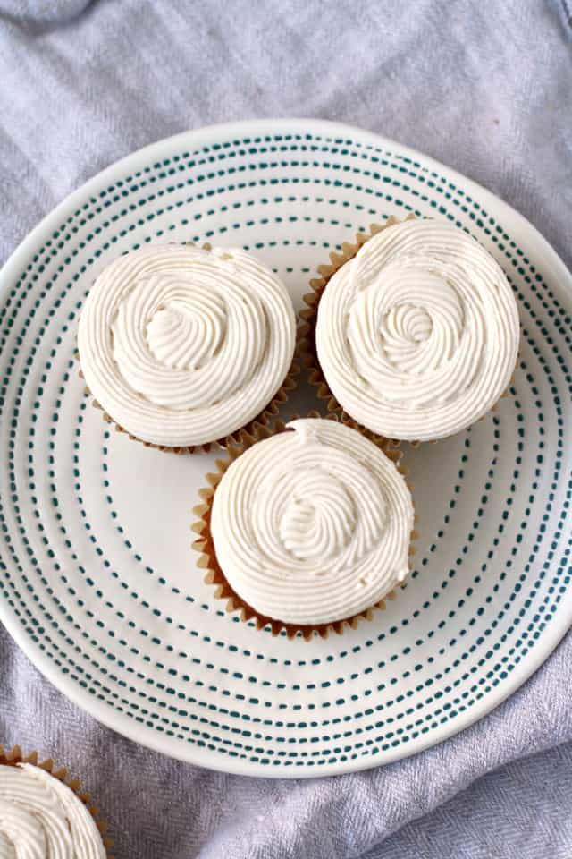 egg free vanilla cupcakes on a white plate