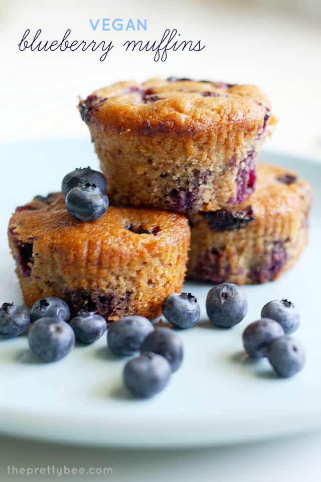 Delicious and moist vegan blueberry muffins.