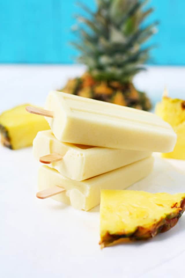 stack of pina colada popsicles