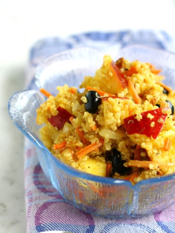 Fresh fruit and curried quinoa salad. This is great summer salad!