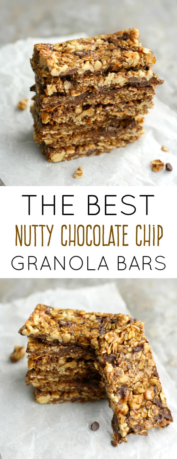 These nutty chocolate chip granola bars are SO good, you'll never want a store bought granola bar again!