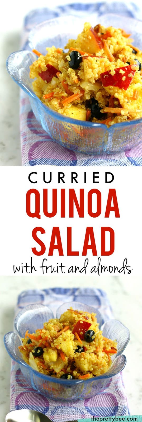  A fresh and flavorful curried quinoa salad that's both sweet and savory! This salad is perfect for a potluck.