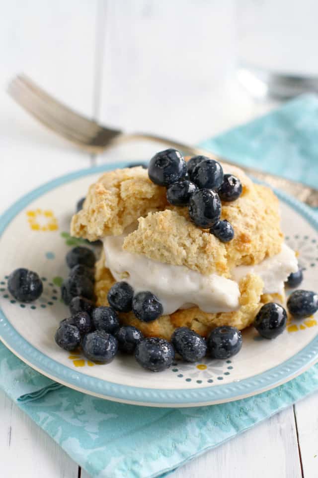 vegan blueberry shortcake with ice cream