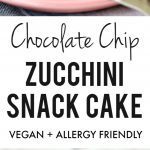 Delicious vegan chocolate chip zucchini snack cake