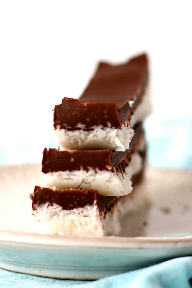 stack of coconut chocolate bars