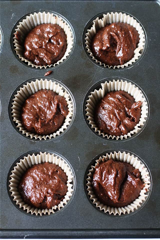 chocolate muffins in a pan