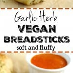These soft and fluffy breadsticks are easy to make in a hurry! They are just right with pasta or soup and salad. These vegan breadsticks are a family favorite!