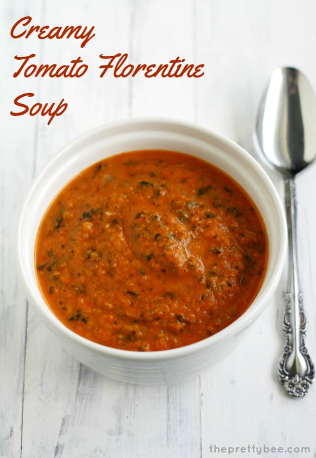 Creamy tomato florentine soup recipe. This is a wonderfully creamy soup, and is dairy free and gluten free. 