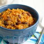 This healthy quinoa chili is made with butternut squash and black beans and cooks up in just 30 minutes! A quick and easy meal!