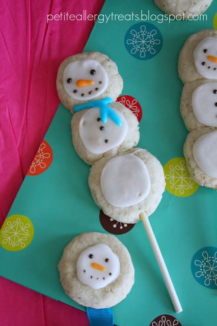 Snowman cookie pops from Petite Allergy Treats