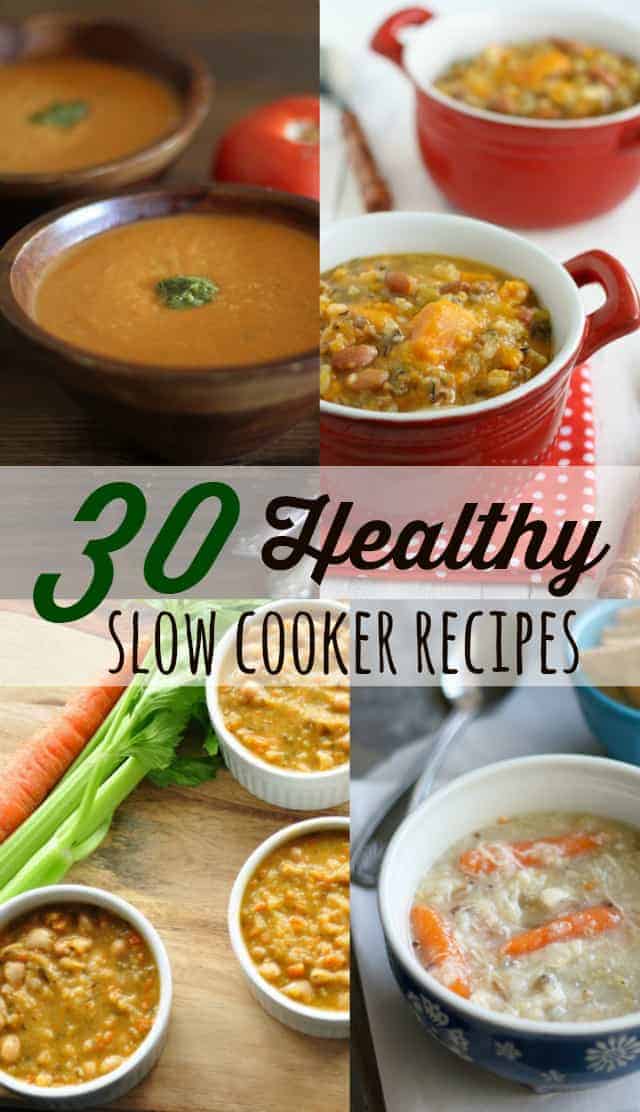 a collage of slow cooker soups and chowders