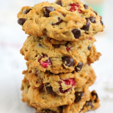 Vegan and gluten free chocolate chip cranberry cookies are a delicious holiday treat!