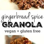 A delicious and healthy gingerbread spice granola recipe. The perfect granola for the holiday season! #glutenfree #sponsored