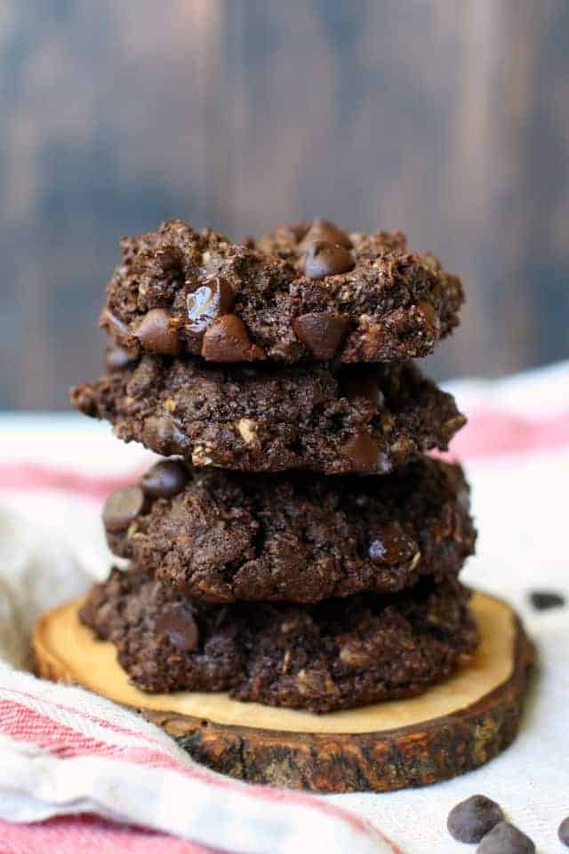 Gluten free double chocolate coconut oatmeal cookies