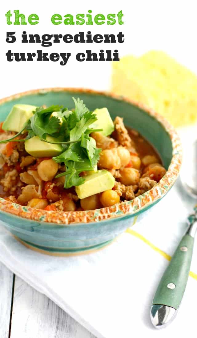 Simple and healthy 5 ingredient turkey chili with a kick! Everyone loves this easy recipe! 