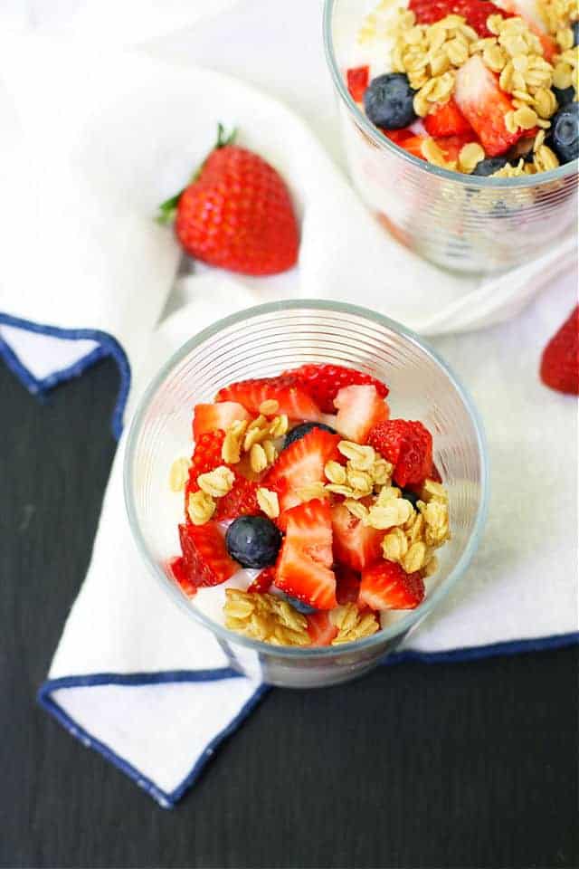 yogurt parfaits with granola and berries