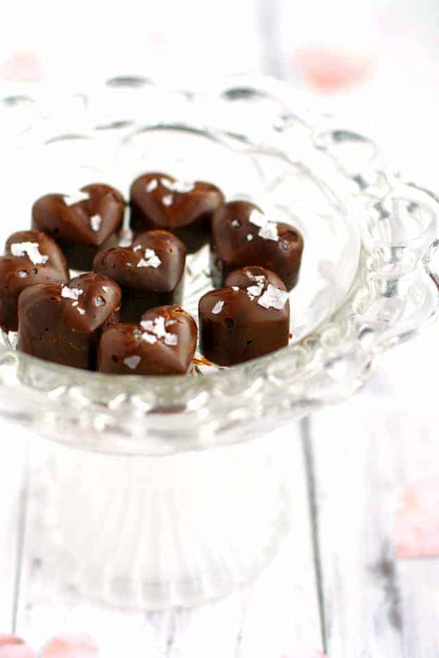 These salted chocolate peanut butter hearts couldn't be any easier or any tastier! Just 3 ingredients, and you'll have a batch of these for Valentine's day!