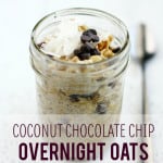 Super easy to make delicious coconut chocolate chip overnight oat recipe. #oatmeal