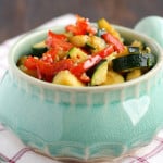 Zucchini and peppers in a simple teriyaki glaze. Simple and delicious as a side dish or over rice! #glutenfree