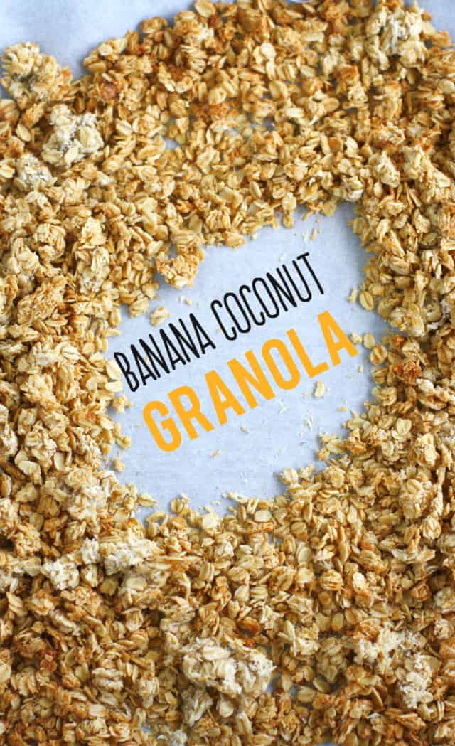 coconut granola on a cookie sheet