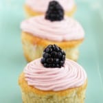 Light and fluffy #vegan lemon cupcakes with sweet blackberry buttercream frosting. #cupcakes