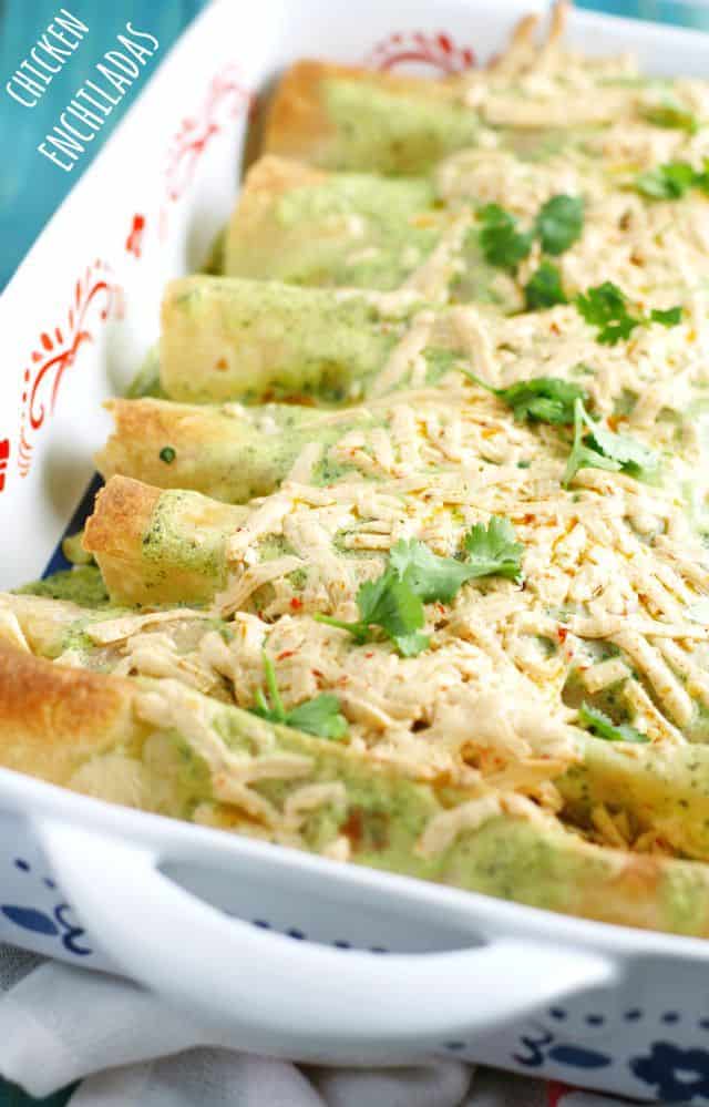 Dairy free chicken enchilada recipe from Allergy Free and Delicious. 