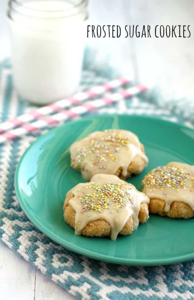 Frosted allergy friendly sugar cookie recipe from Allergy Free and Delicious by Kelly Roenicke. 